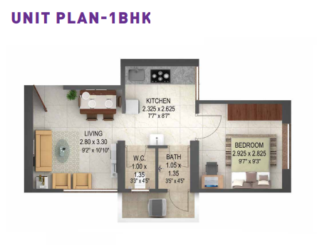 Shapoorji Joyville Hadapsar 1BHK Plan